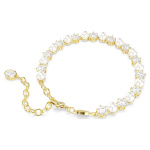 Matrix Tennis braceletCrystal pearl, Round cut, White, Gold-tone plated